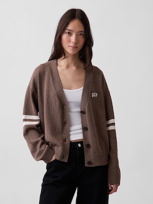 コットン100% オーバーサイズ GAPロゴ ニットカーディガン