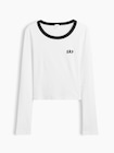 リブ クロップド リンガーTシャツ-4