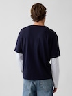 GAPロゴ ダブルレイヤード クロップドTシャツ-2