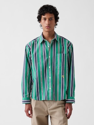 Gap &times; Malbon ポプリン ストライプシャツ