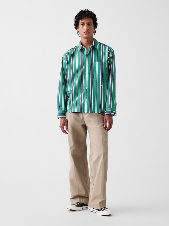 Gap &times; Malbon ポプリン ストライプシャツ-1