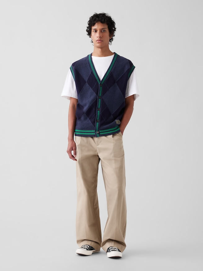 Gap &times; Malbon オーバーサイズ アーガイル ニットベスト-1