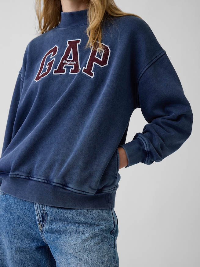 ヴィンテージソフト オーバーサイズ モックネック GAPロゴ スウェットシャツ-4