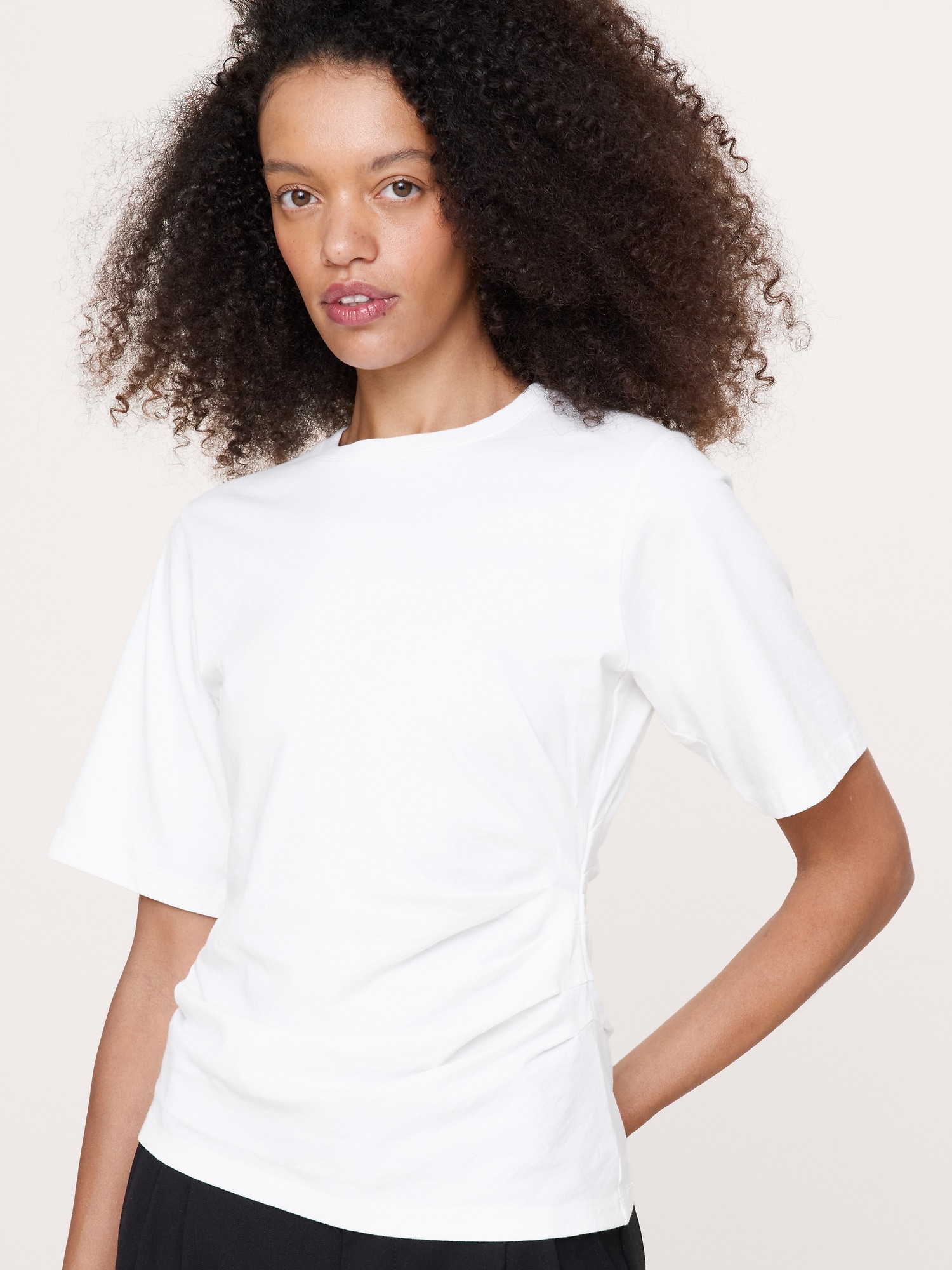 ヴィンテージ コットン ルーシュドサイド Tシャツ-2