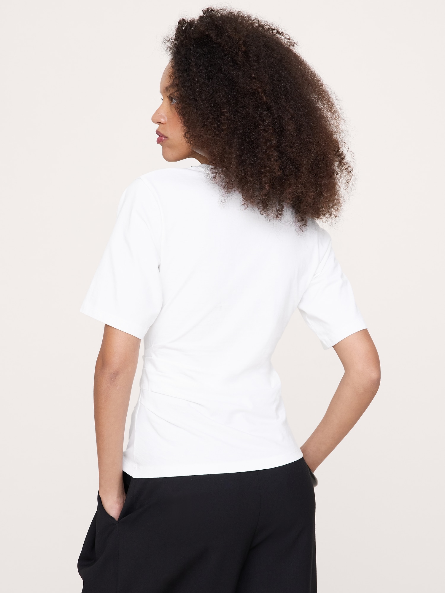 ヴィンテージ コットン ルーシュドサイド Tシャツ-1