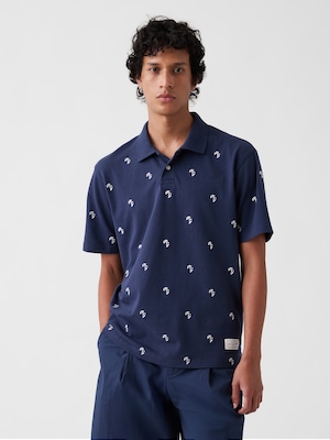 Gap &times; Malbon リラックスフィット ロゴ ポロシャツ