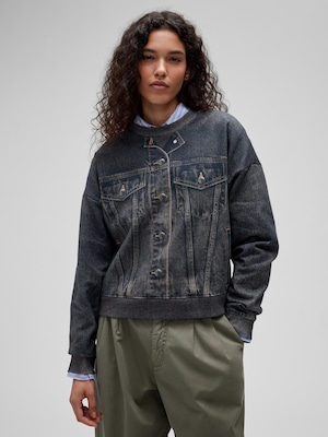 GapStudio プリント デニム スウェットシャツ