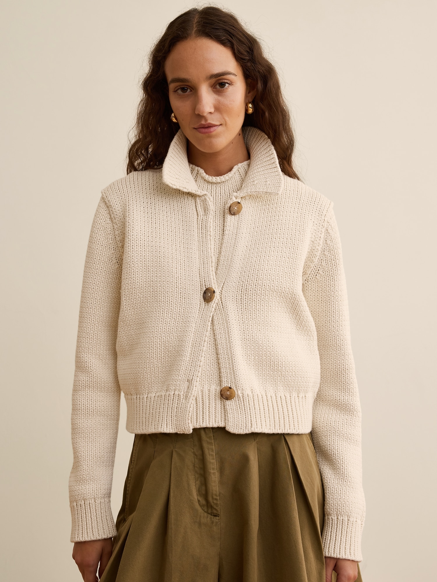 Banana Republic x La Ligne クロップド コットン カーディガン-0