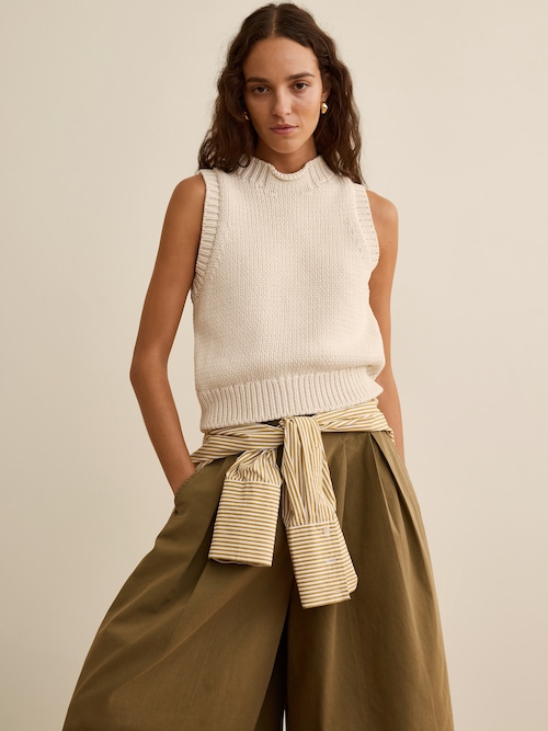 Banana Republic x La Ligne クロップド コットン ニットタンクトップ