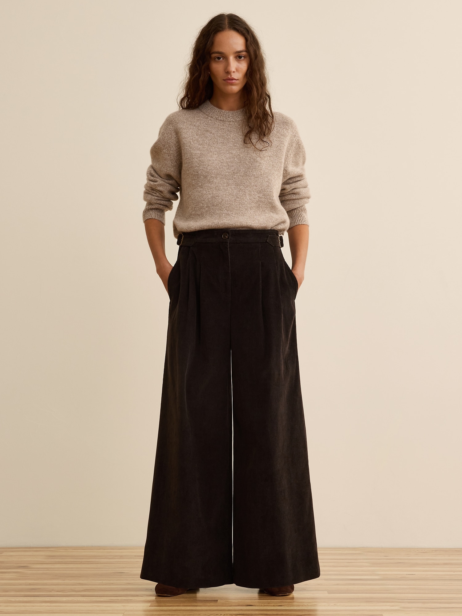Banana Republic x La Ligne ワイドレッグ コットン コーデュロイパンツ-0