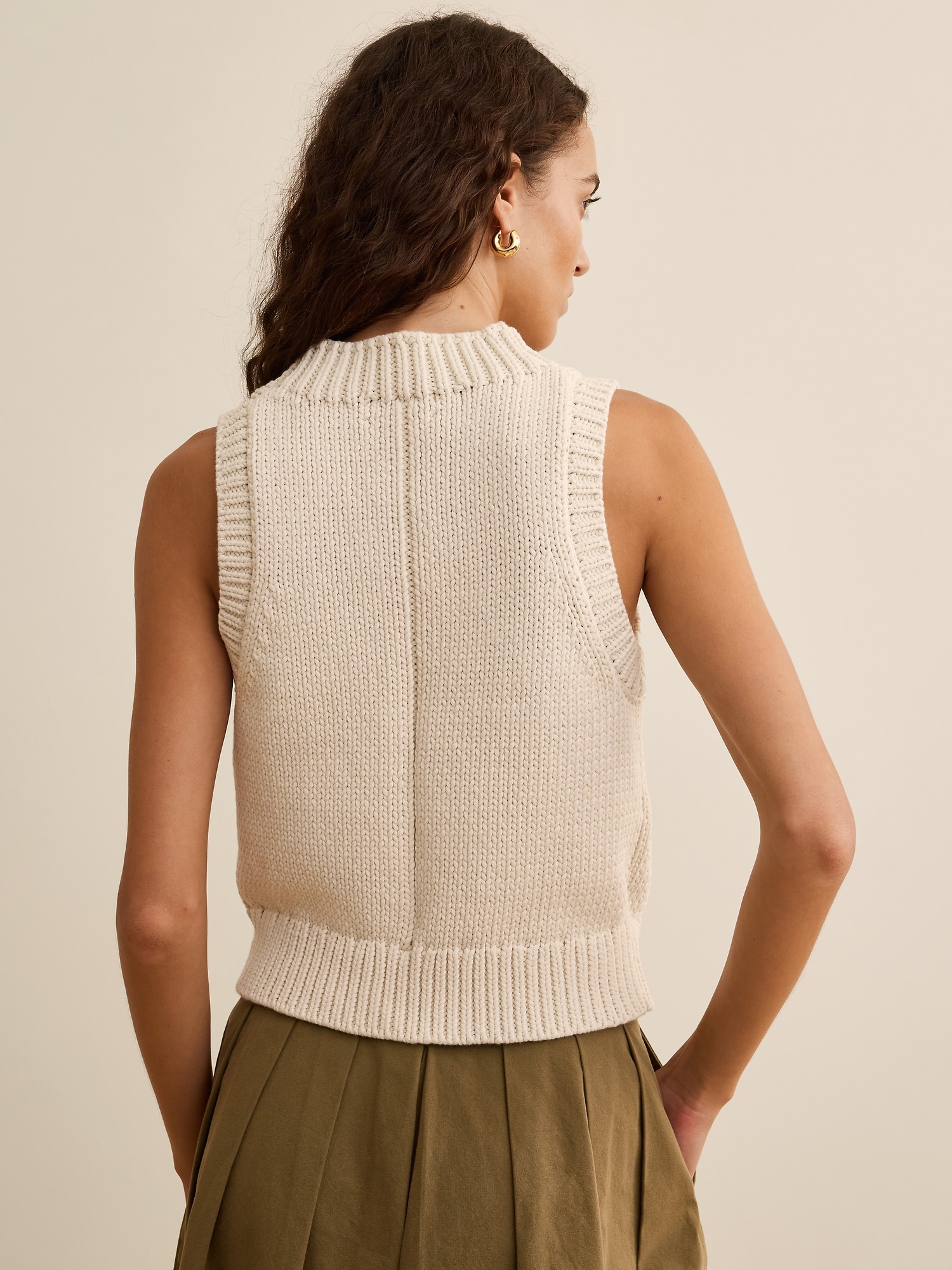 Banana Republic x La Ligne クロップド コットン ニットタンクトップ-1