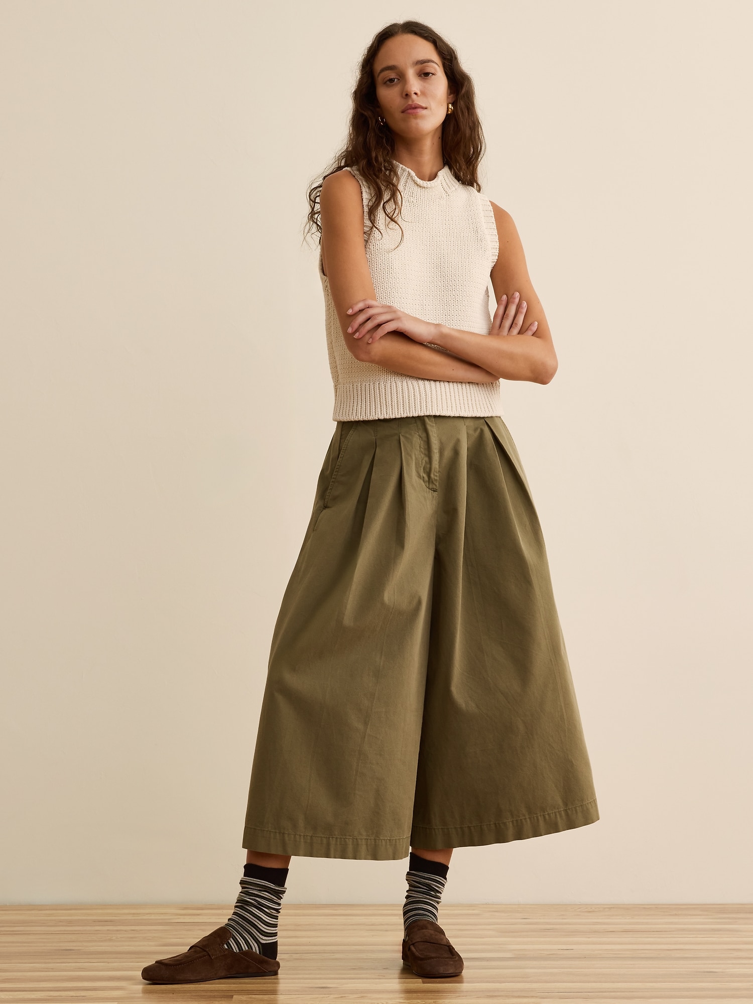 Banana Republic x La Ligne  ハイライズ コットン キュロット-0