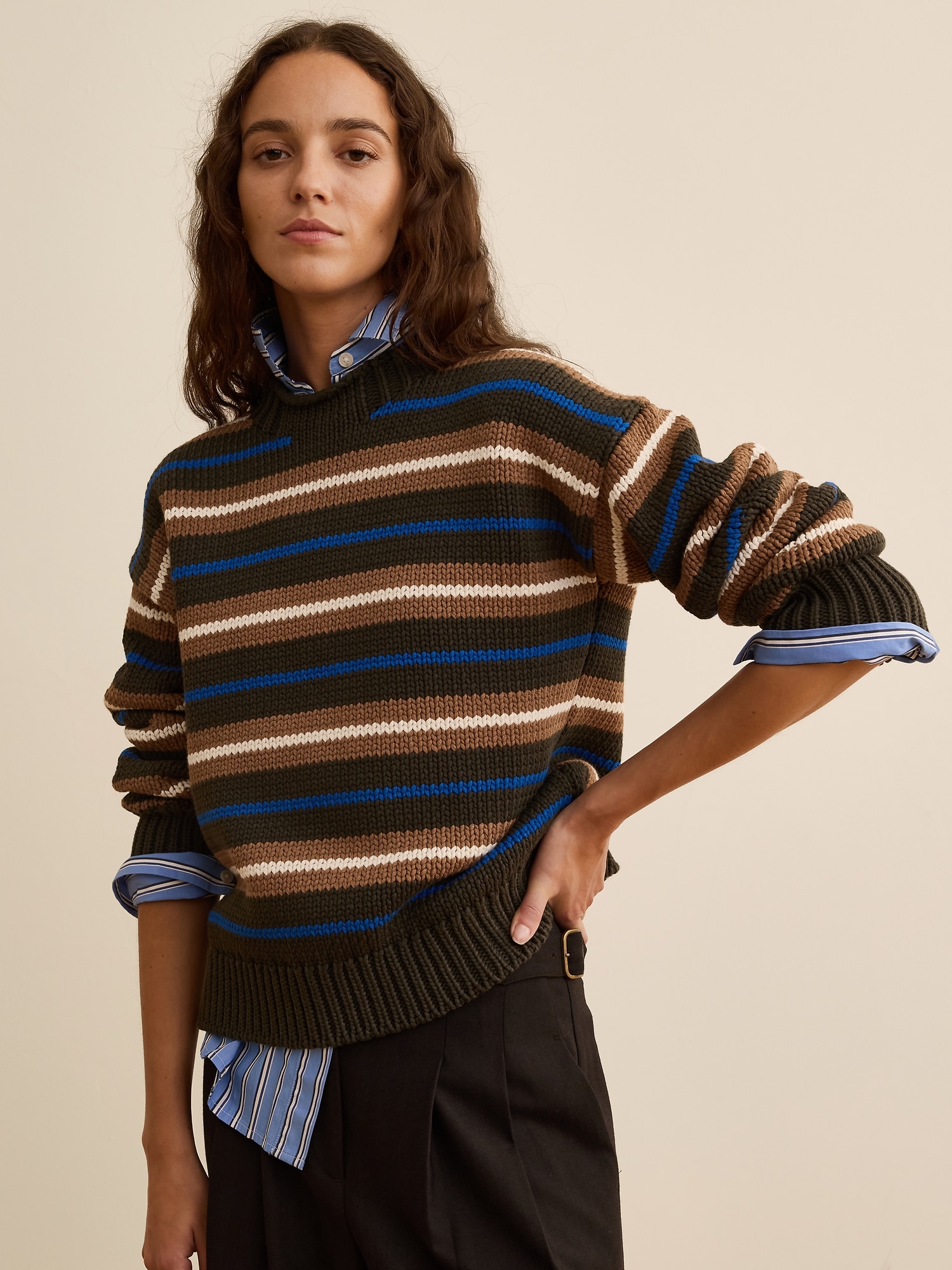 Banana Republic x La Ligne コットン クルーネックセーター-0
