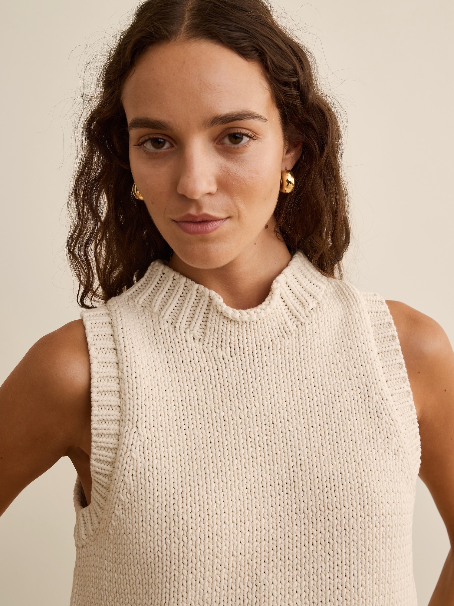 Banana Republic x La Ligne クロップド コットン ニットタンクトップ-2
