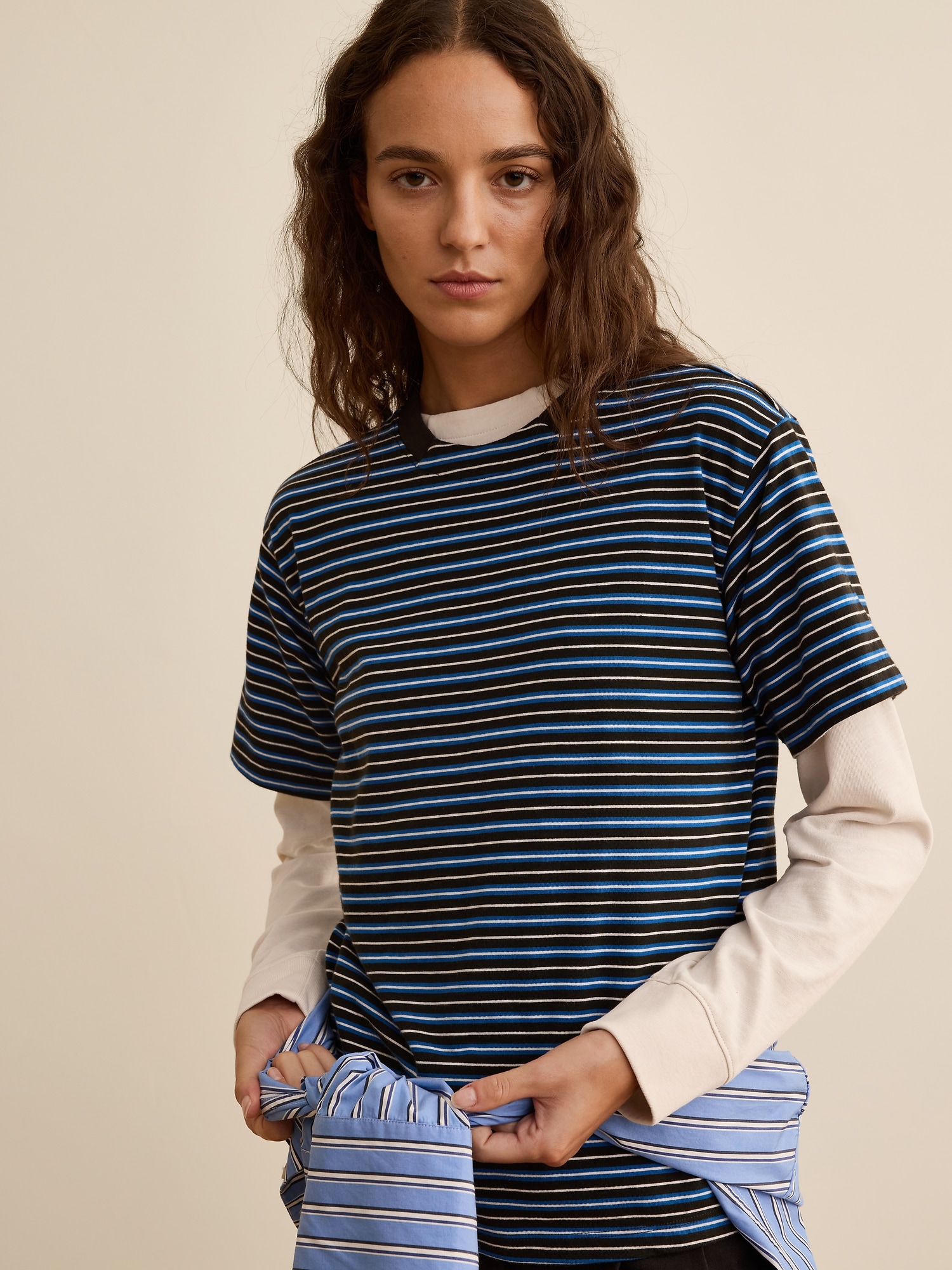 Banana Republic x La Ligne コットン スラブ クルーネック Tシャツ-2