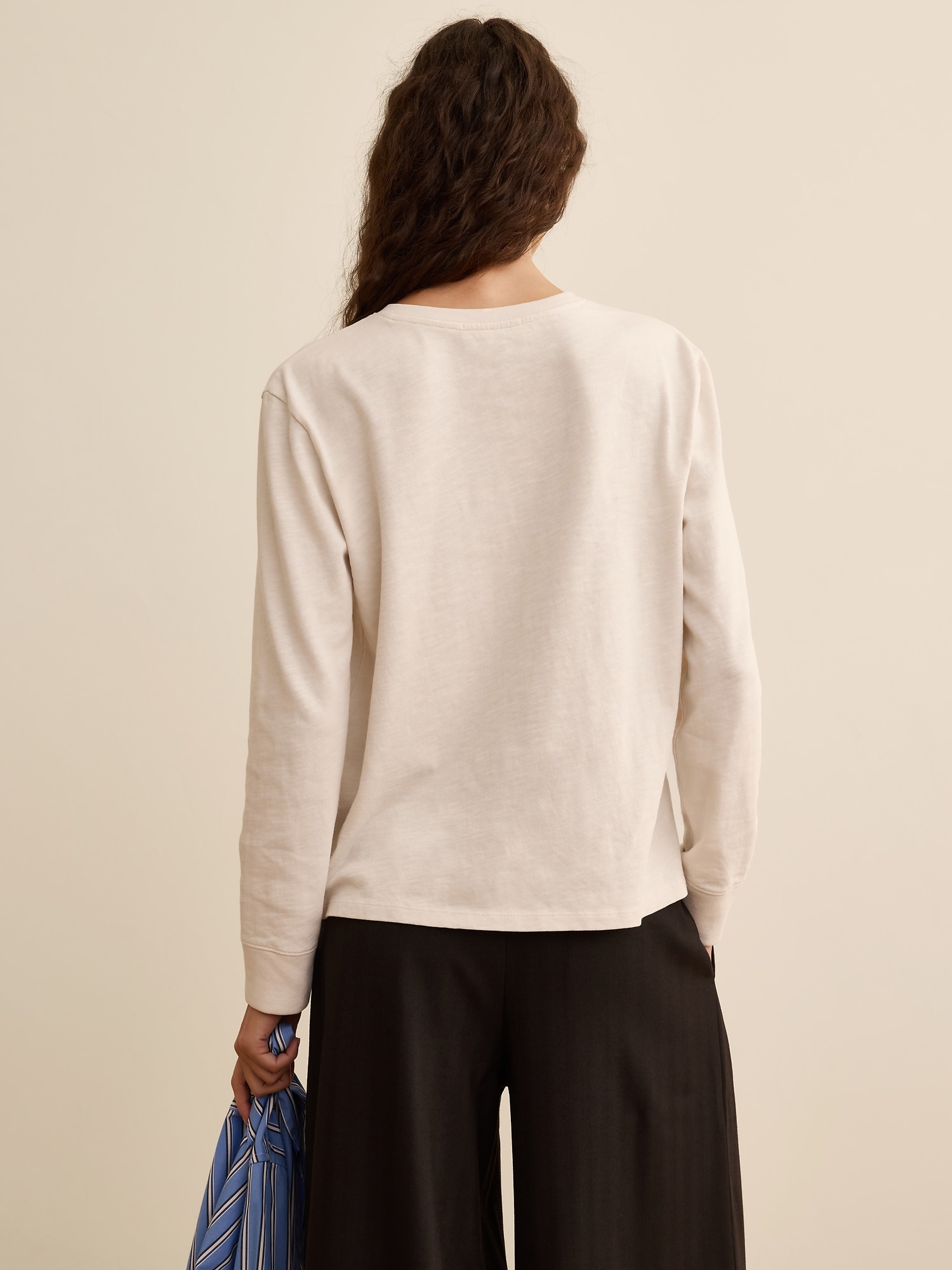 Banana Republic x La Ligne コットン スラブ クルーネック Tシャツ-1