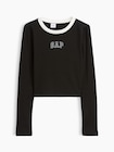 リブ クロップド リンガーTシャツ (キッズ)-1