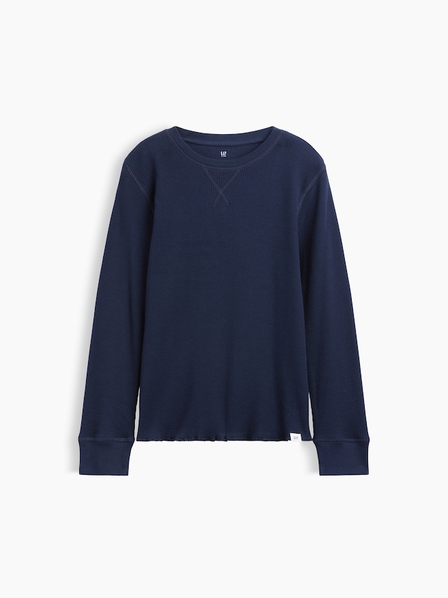ワッフルニット クルーネックTシャツ (キッズ)-0