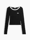 リブ クロップド リンガーTシャツ-4
