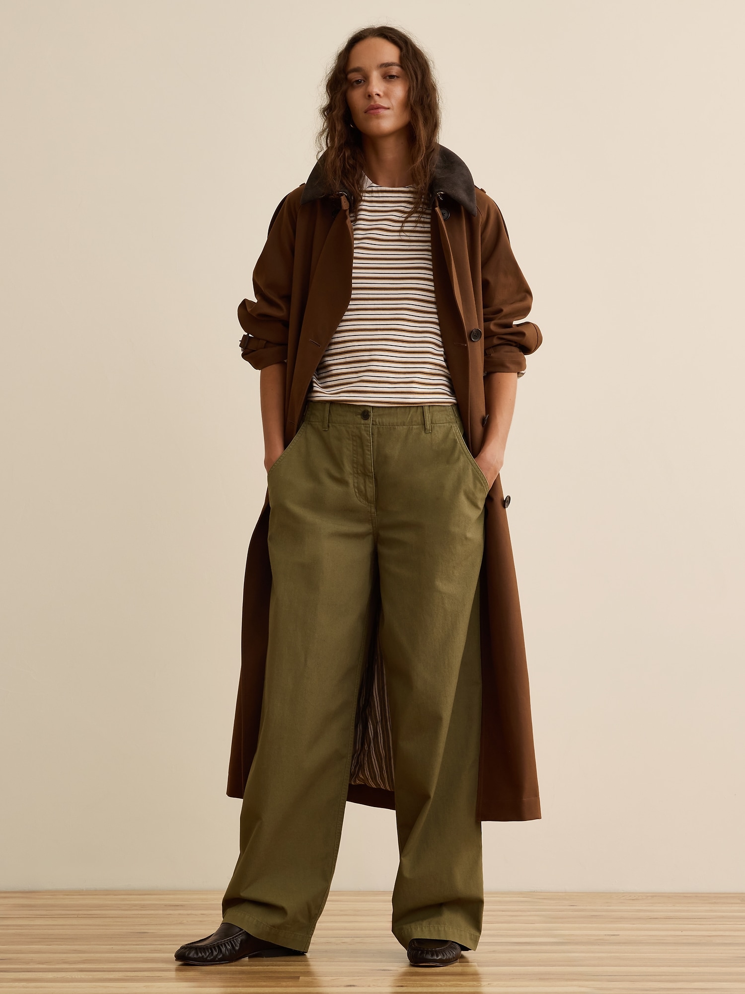 Banana Republic x La Ligne ワイドレッグ コットンチノパンツ-0