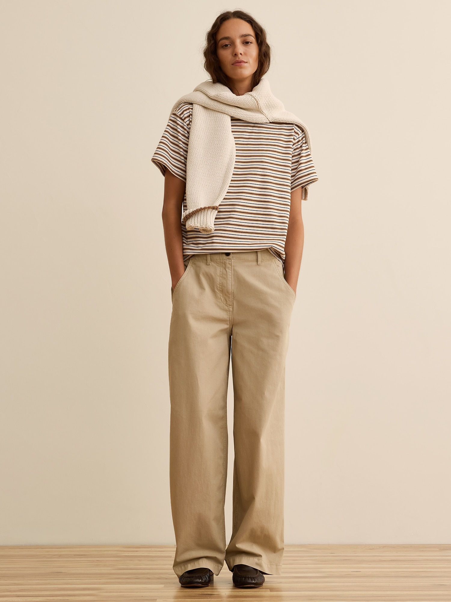 Banana Republic x La Ligne ワイドレッグ コットンチノパンツ-0