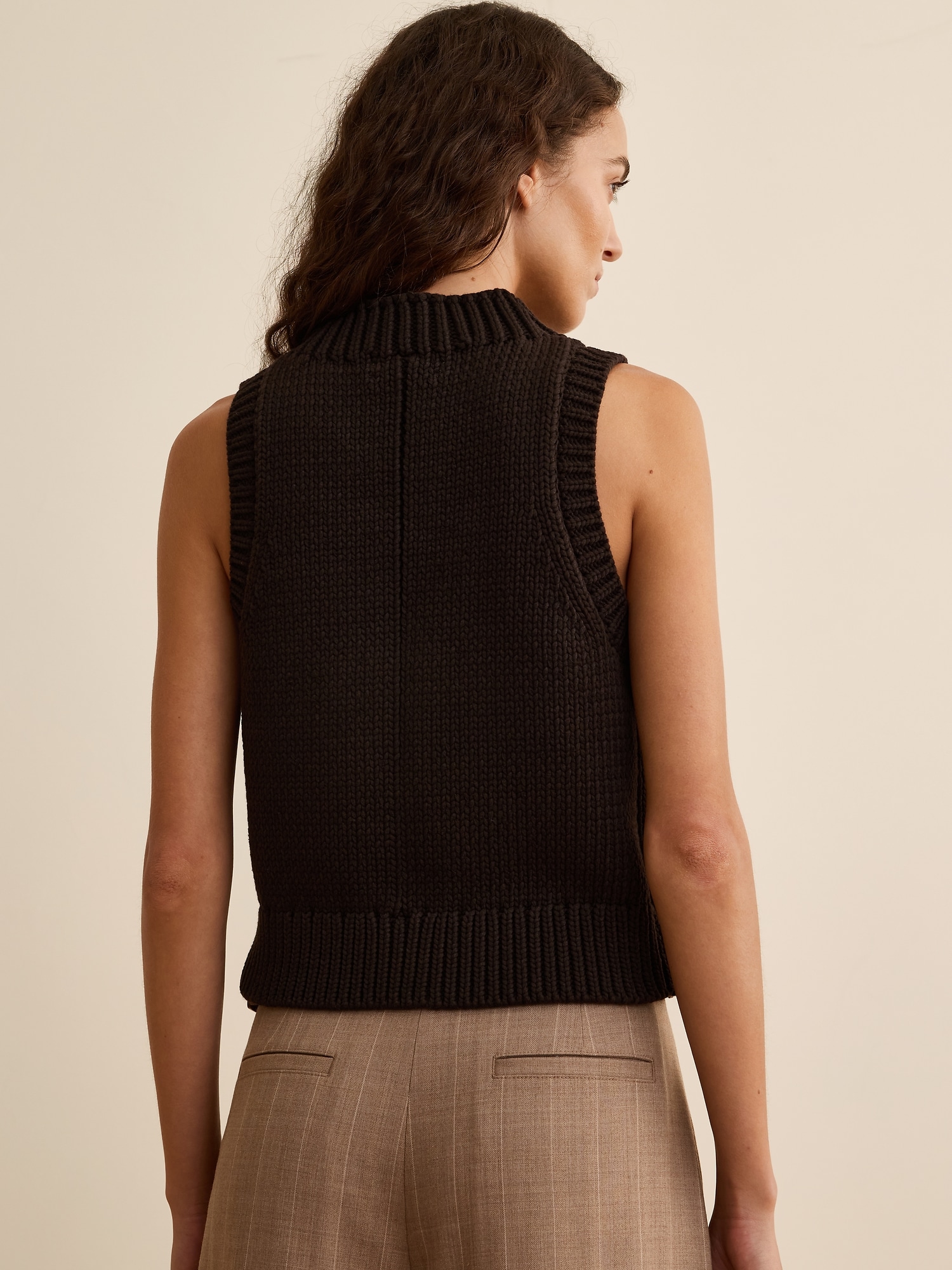 Banana Republic x La Ligne クロップド コットン ニットタンクトップ-1