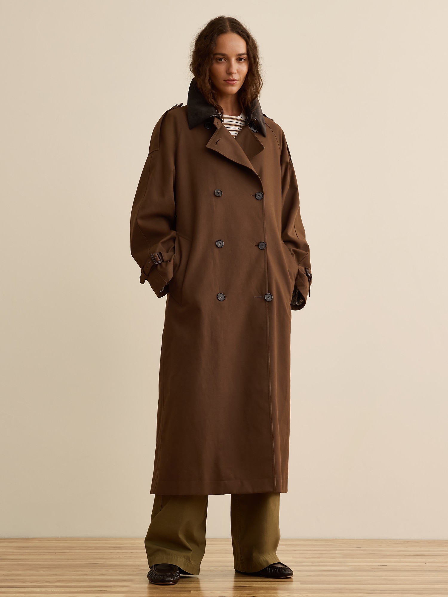 Banana Republic x La Ligne コットン ケープトレンチコート-0