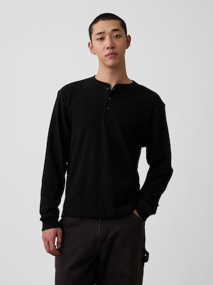 リラックスフィット ヘンリーネックTシャツ