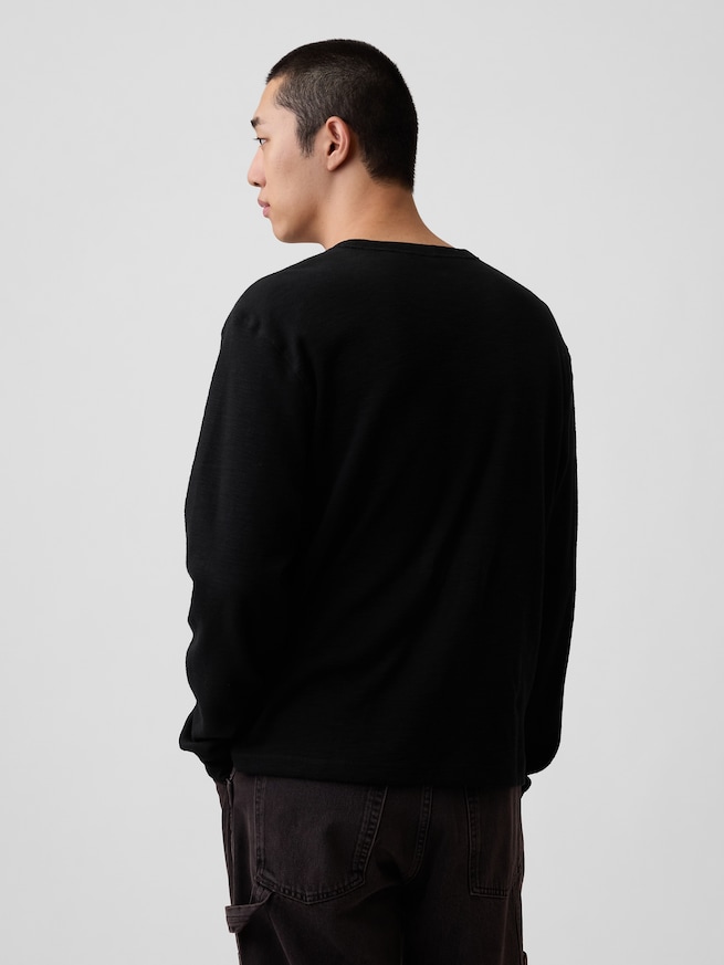 リラックスフィット ヘンリーネックTシャツ-2