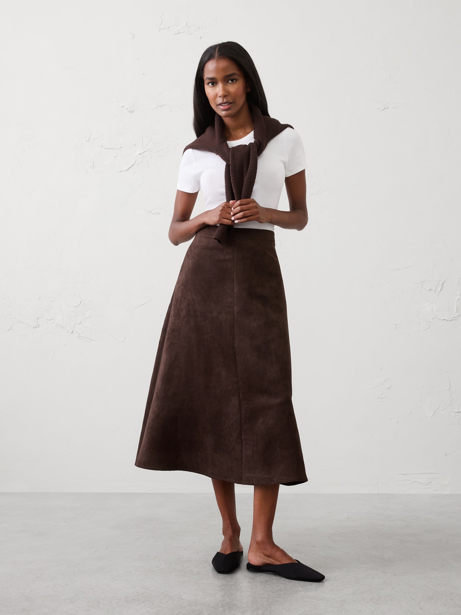 BR ファクトリー ヴィーガンスエード ミディスカート-0