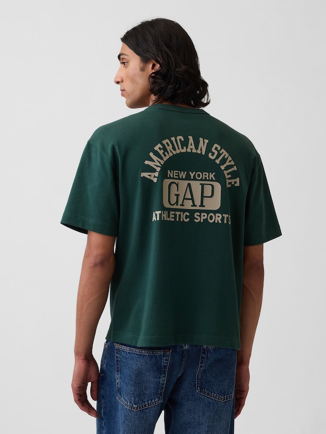 ヘビーウェイト GAPロゴ リラックスフィット クロップドTシャツ-0