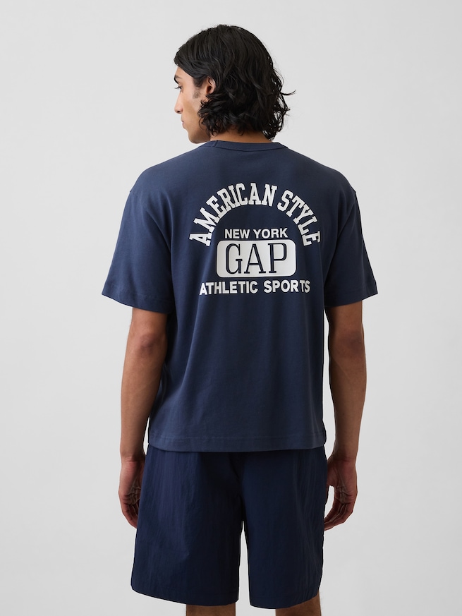 ヘビーウェイト GAPロゴ リラックスフィット クロップドTシャツ-0
