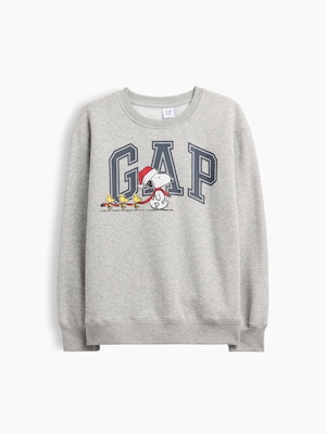 GapKids ピーナッツ リラックスフィット クリスマス GAPロゴ スウェットシャツ