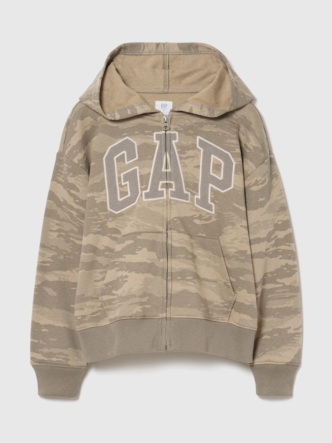 リラックスフィットフレンチテリー GAPロゴ ジップアップパーカー (キッズ)-0