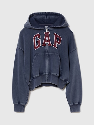 ヴィンテージソフト オーバーサイズ GAPロゴ ジップアップパーカー