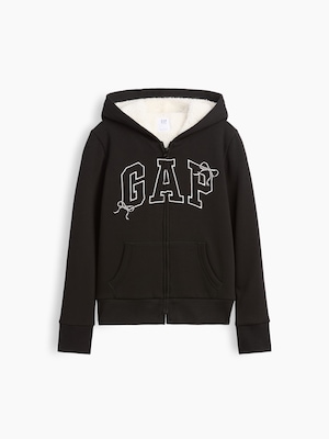 GAPロゴ 裏ボア ジップアップパーカー (キッズ)