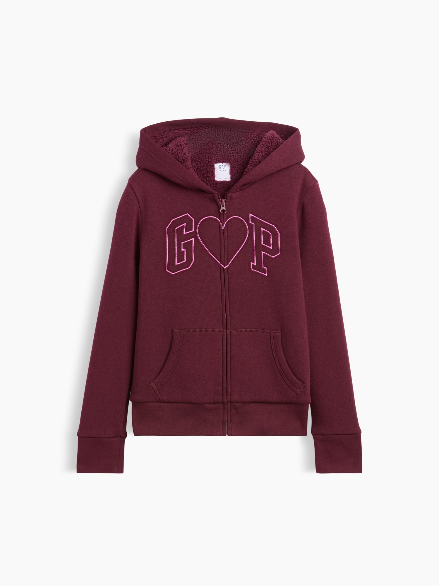 GAP ロゴジップアップパーカー　ワインレッド　裏起毛　XS 美品 Gap公式オンラインストア | GAPロゴ 裏ボア ジップアップパーカー (キッズ)
