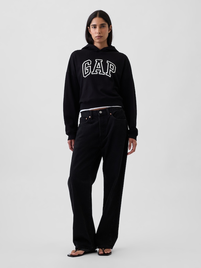 リラックスフィット クロップド GAPロゴ フレンチテリーパーカー-1