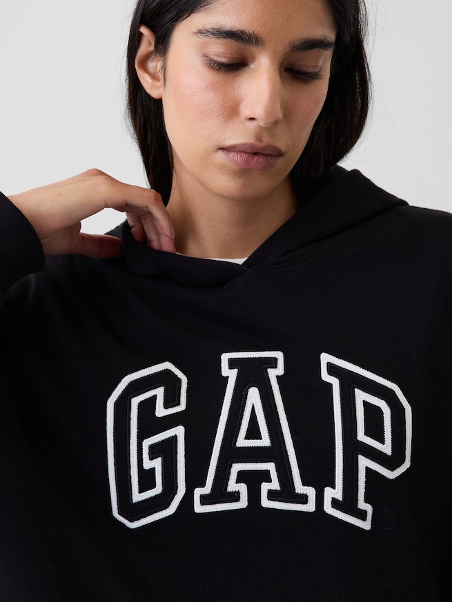 リラックスフィット クロップド GAPロゴ フレンチテリーパーカー-3