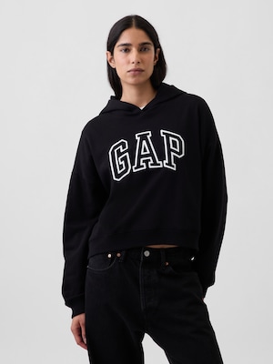 リラックスフィット クロップド GAPロゴ フレンチテリーパーカー