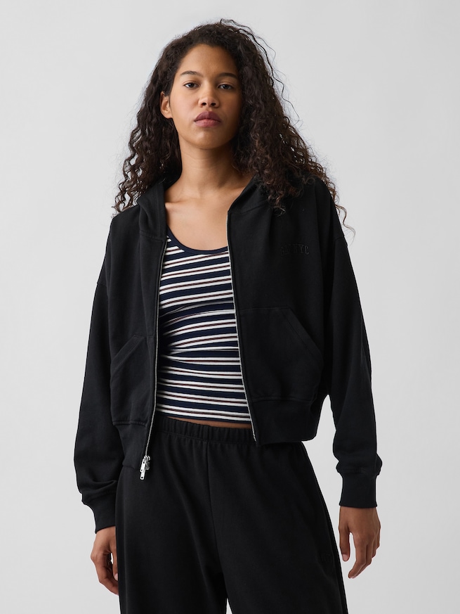 フレンチテリー GAP NYC オーバーサイズ ジップアップパーカー-1