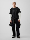 GAPロゴ ダブルレイヤード クロップドTシャツ-1