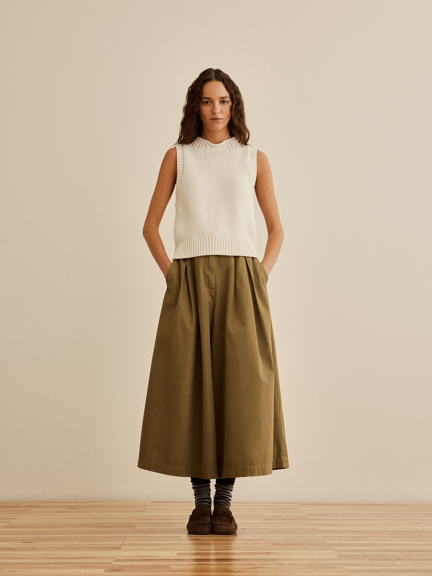 Banana Republic x La Ligne クロップド コットン ニットタンクトップ-3