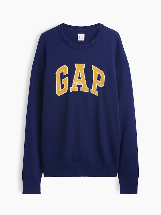 リラックスフィット GAPロゴ インターシャセーター-3