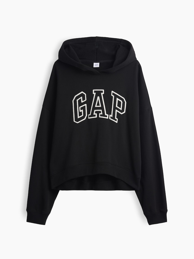 リラックスフィット クロップド GAPロゴ フレンチテリーパーカー-4