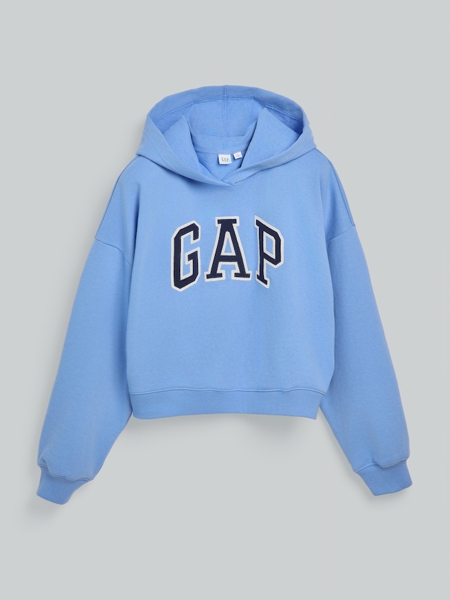 リラックスフィット クロップド GAPロゴ フレンチテリーパーカー-4