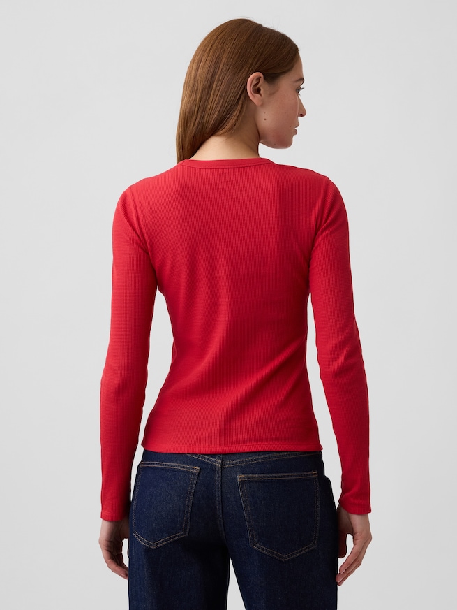 ワッフルニット クルーネックTシャツ-1