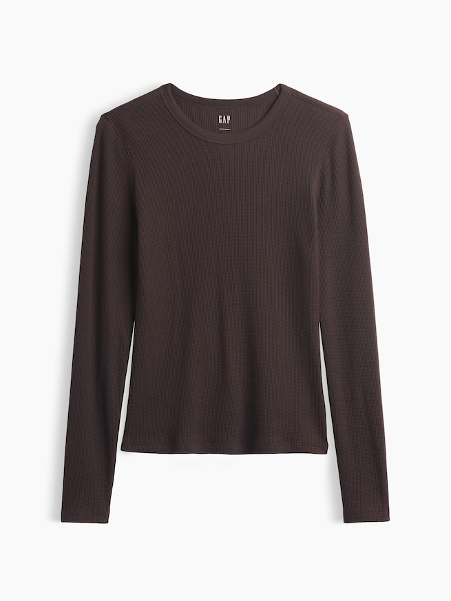ワッフルニット クルーネックTシャツ-3
