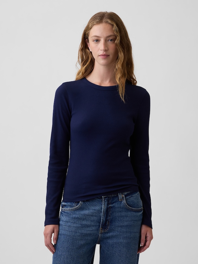 ワッフルニット クルーネックTシャツ-0
