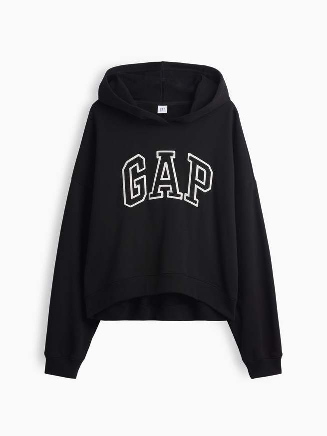 リラックスフィット クロップド GAPロゴ フレンチテリーパーカー-4